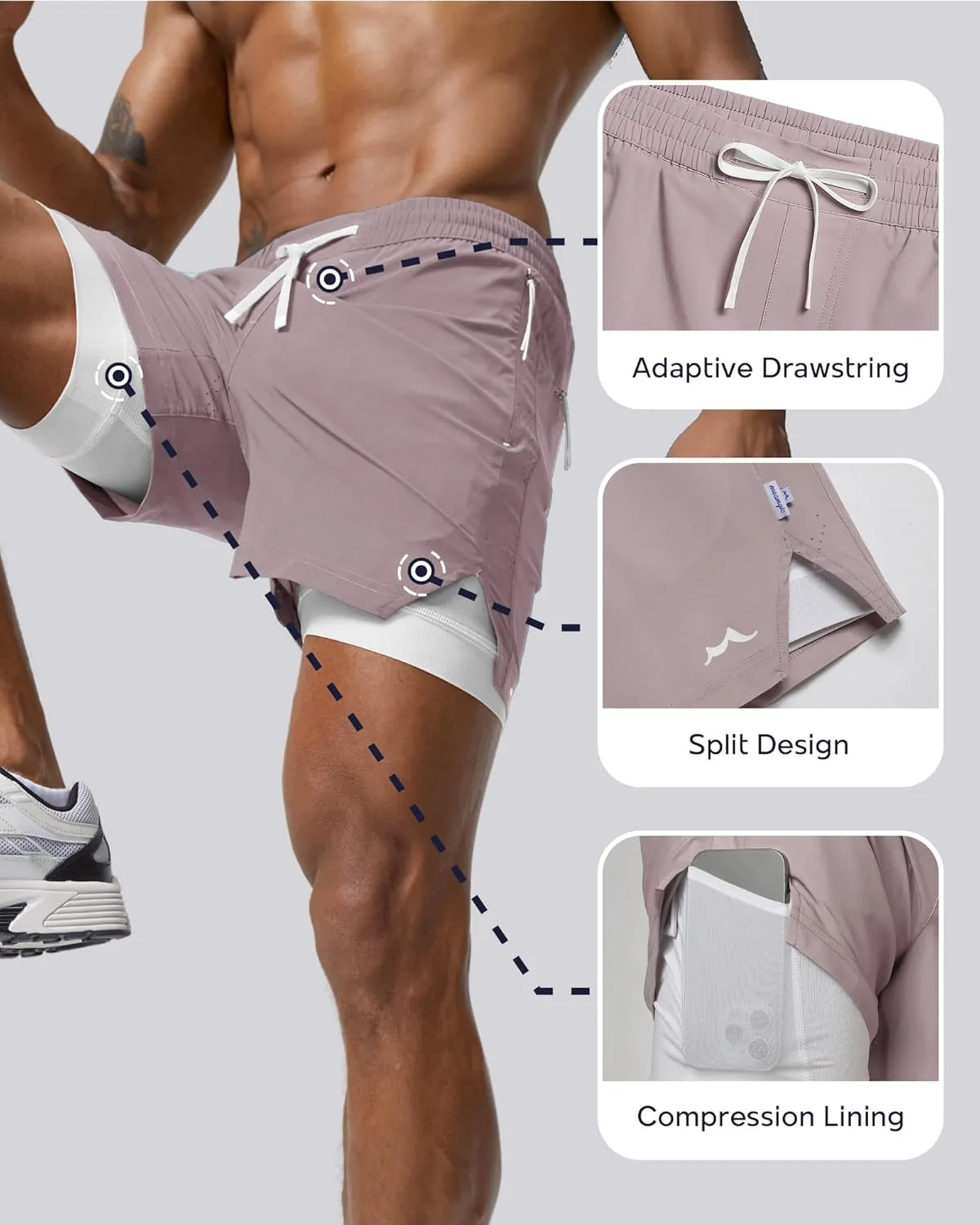 maamgic Men's Athletic Running Shorts with Liner Ultra Lightweight Workout Shorts 5"/ 7"