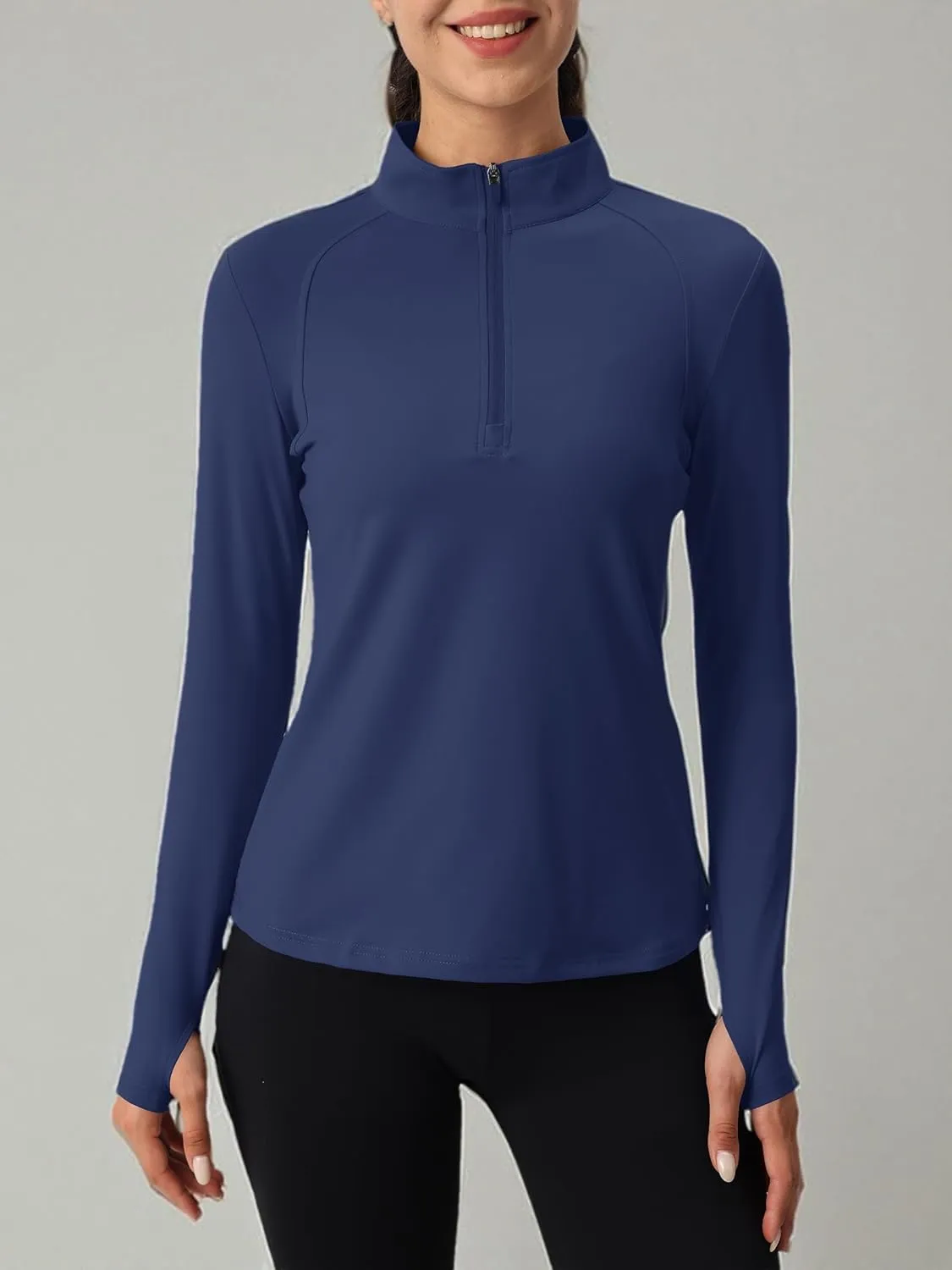MAGCOMSEN Womens 1/4 Quarter Zip Workout Pullover Thermal Running Jackets with Pockets Athletic Long Sleeve Shirts Base Layer