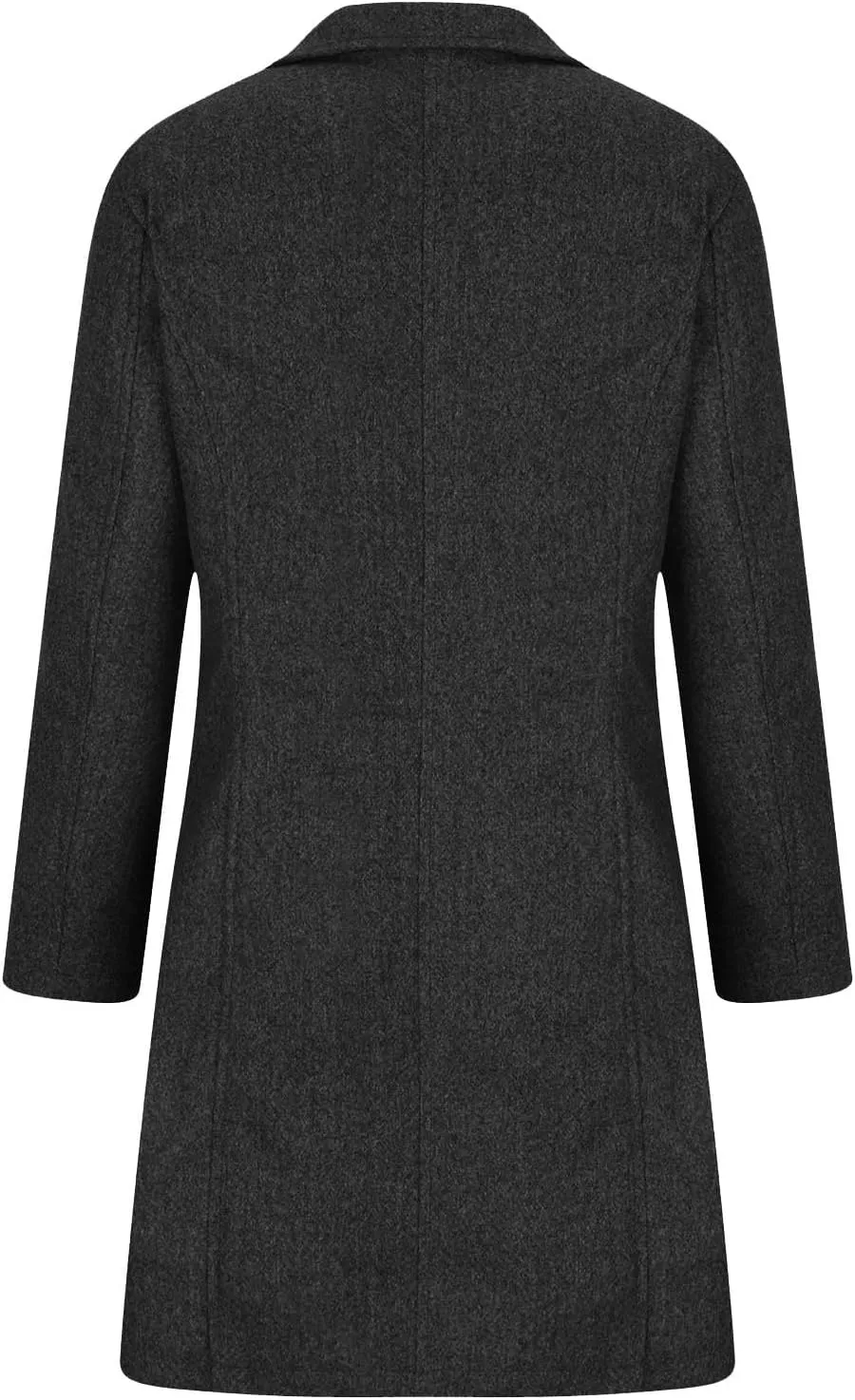 maisdgop Trench Coat Women Faux Wool Single Breasted Pea Coat Mid Length Jackets Oversized Loose Long Sleeve Windbreaker