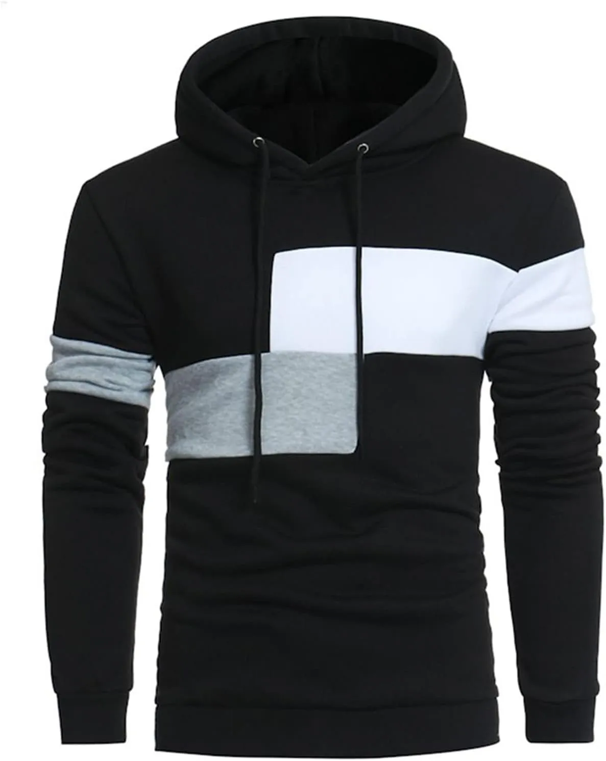Man Sport Gym Long Sleeve Hoodies Outfit Sweatshirt for Man Fleece Lined Sherpa Color Block Hooded Fall Winter 2024