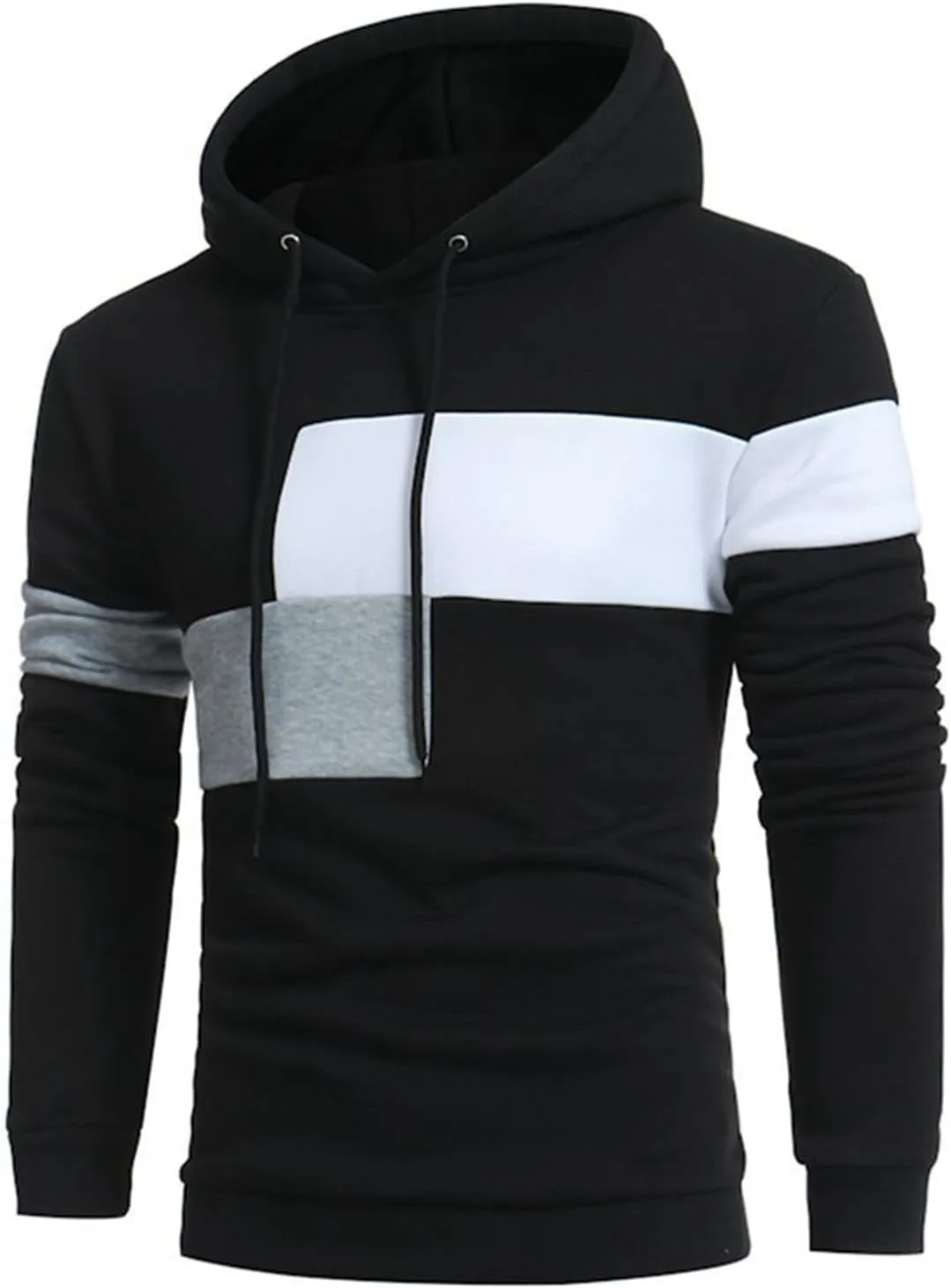 Man Sport Gym Long Sleeve Hoodies Outfit Sweatshirt for Man Fleece Lined Sherpa Color Block Hooded Fall Winter 2024