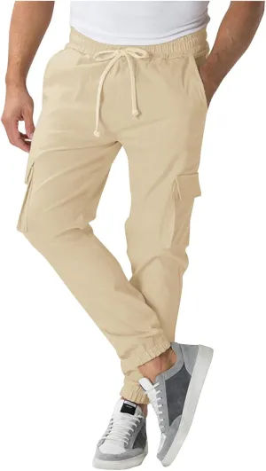 Men Cargo Pants Comfy Hiking Pants Lightweight Joggers with Pockets Casual Elastic Waist Work Pants