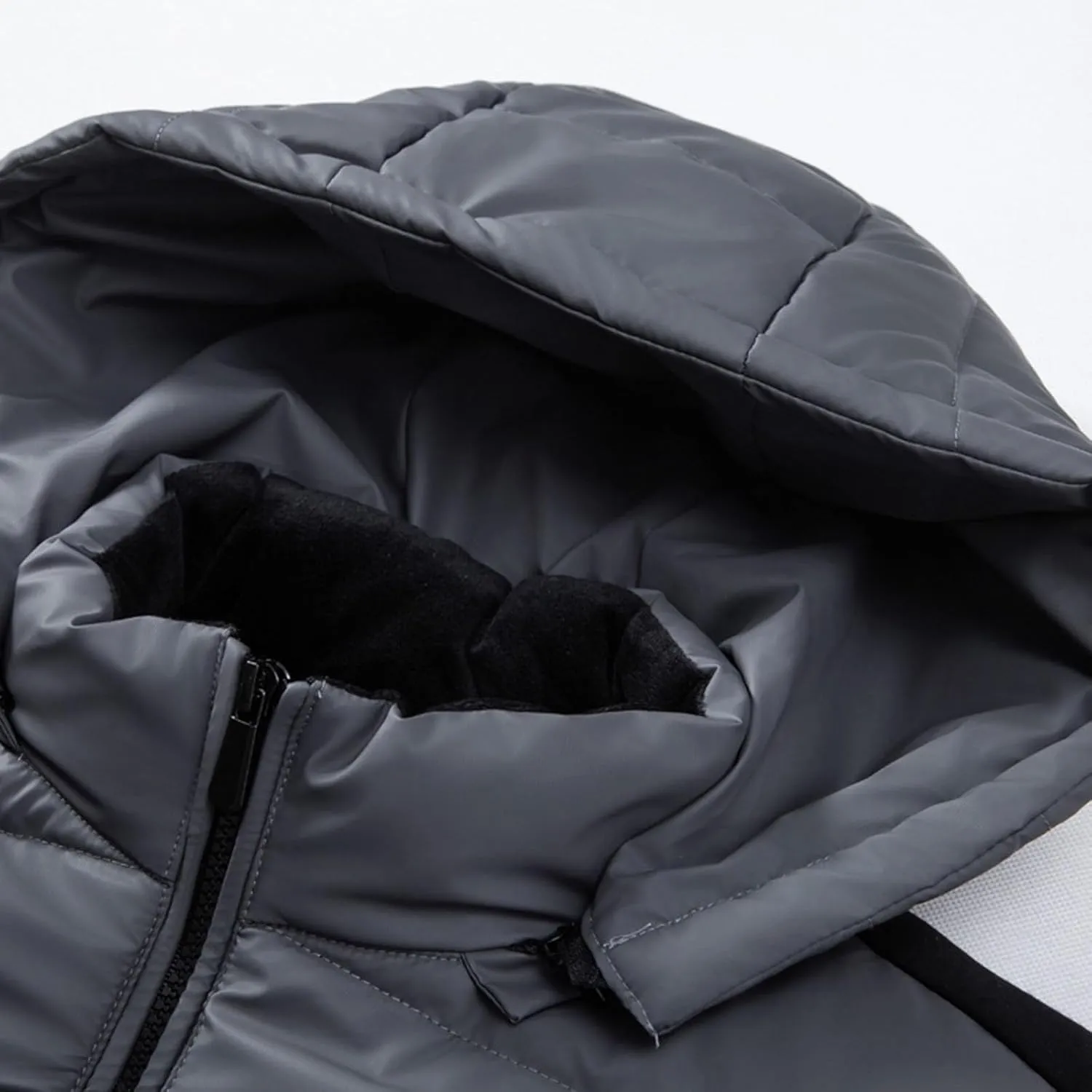 Men Puffer Jacket Hooded Full Zip Water-Resistant Puffy Jacket Quilted Lined Winter Down Coats Outerwear with Pockets
