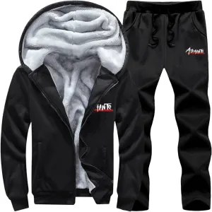 Men Track Suits 2 Piece Set Two Casual Solid Color Hooded Cardigan Sweatshirt Men's New Set Men's Sportswear Men's