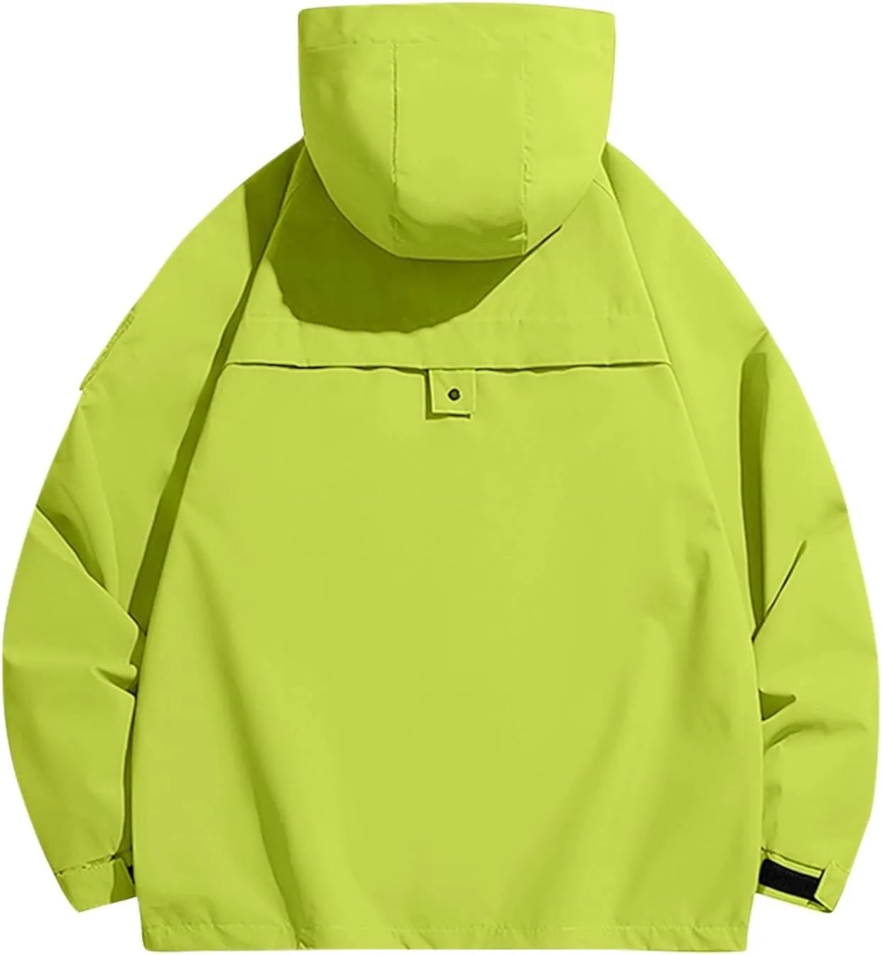 Men Waterproof Jacket Zip Up Hoodie Plus Size Long Sleeve Solid Button Windproof Outdoor Coat with Pocket