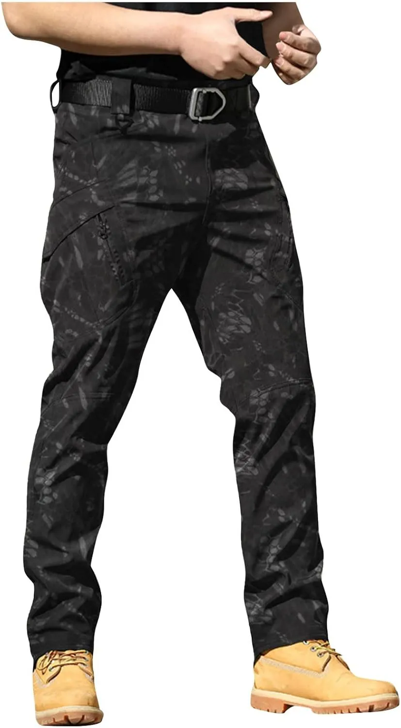 Mencomfy Cargo Pants Waterproof Ripstop Flex Tactic Lightweight Outdoor Hiking Work Pants Relaxed Fit Trousers