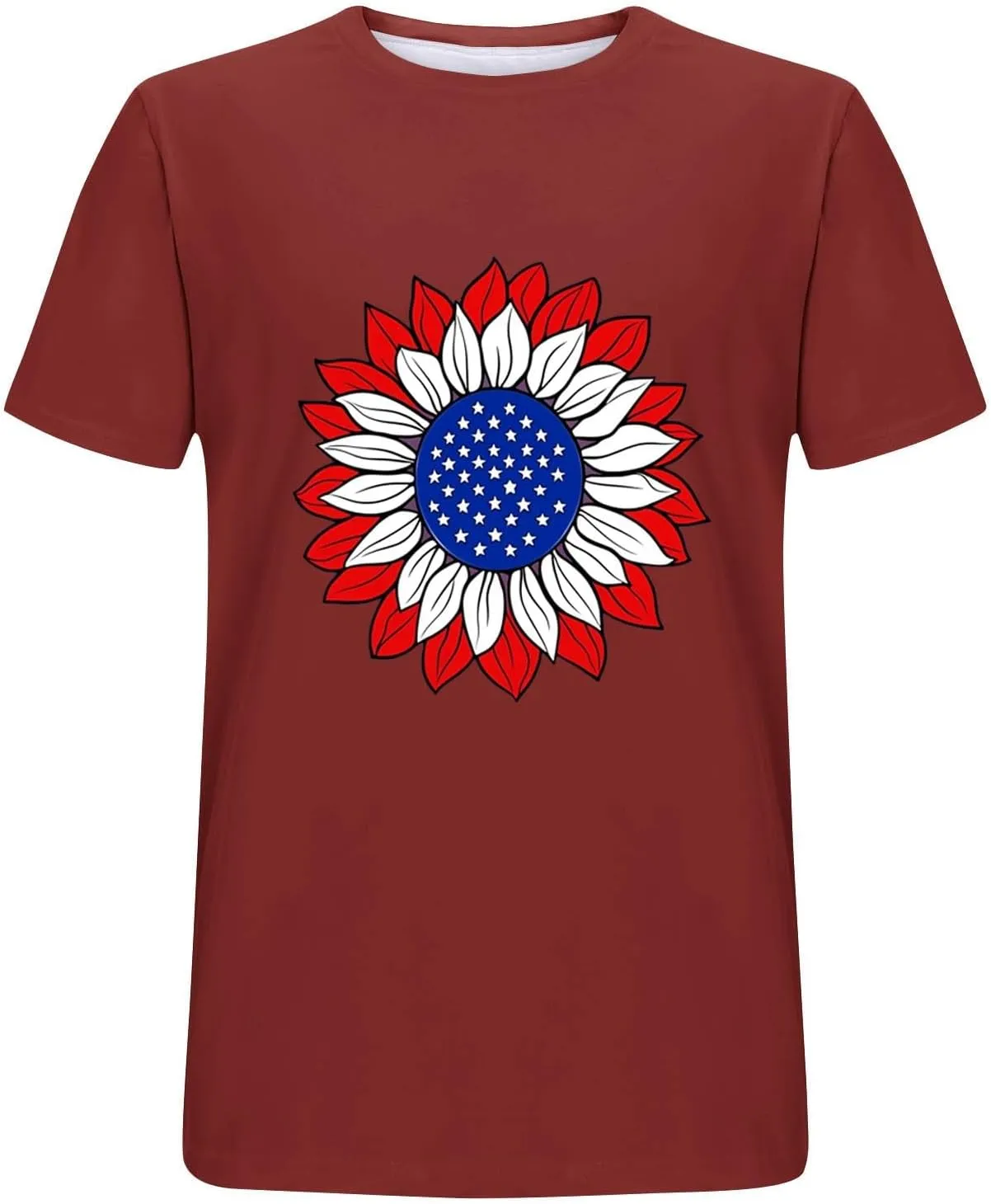 Men's American Flag Muscle T-Shirt Workout Crewneck Star Stripes Sunflower Graphic Tees Short Sleeve Casual Patriotic Tops