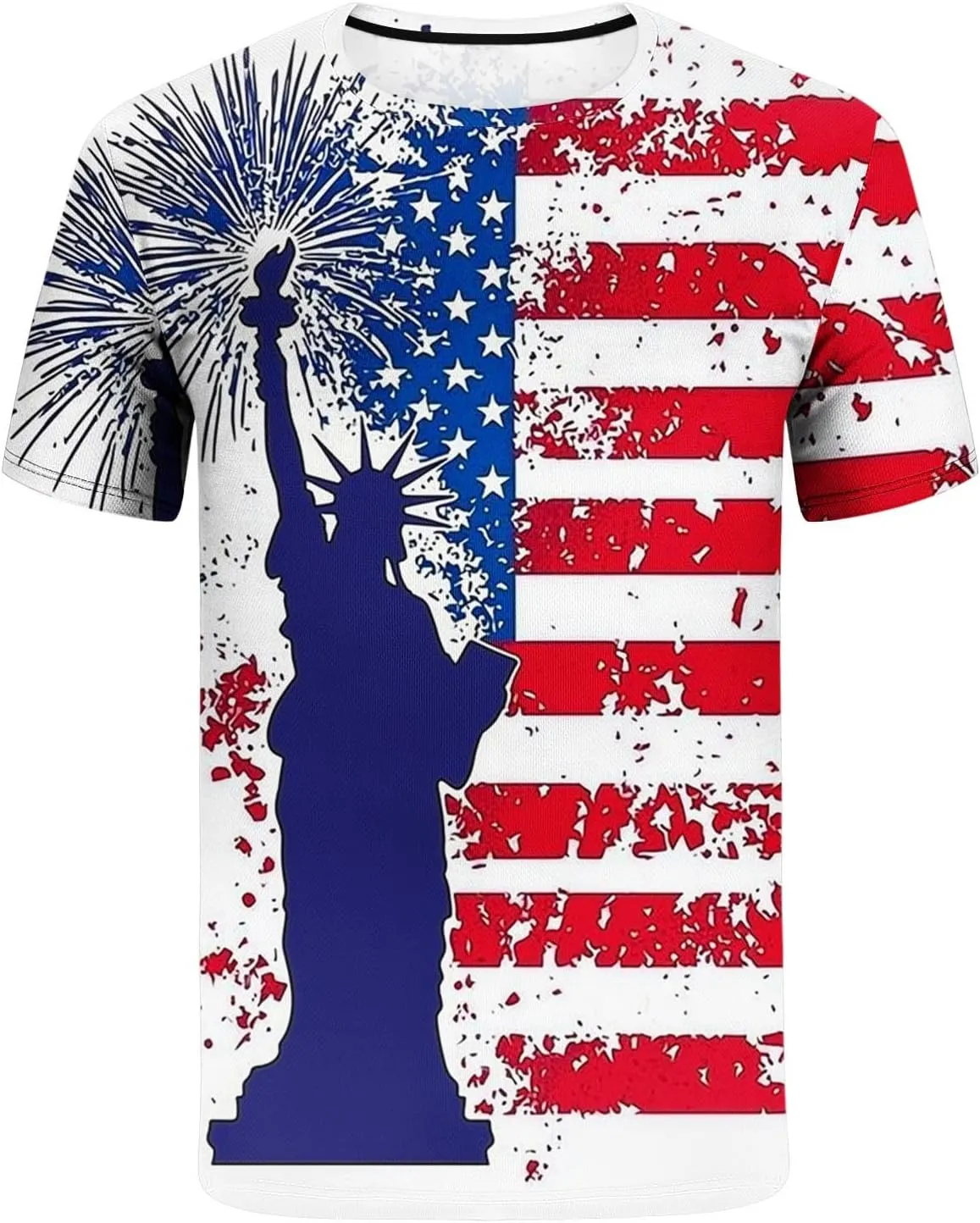 Men's American Flag Print Golf T-Shirt Casual Short Sleeve Summer Zip Up Lapel Beach Muscle Tee Shirts