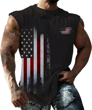 Mens American Flag Tank Top Patriotic Shirts Patriotic Sleeveless Shirts 4Th of July Outfits Gym Muscle Hoodie