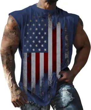 Mens American Flag Tank Top Patriotic Shirts Patriotic Sleeveless Shirts 4Th of July Outfits Gym Muscle Hoodie