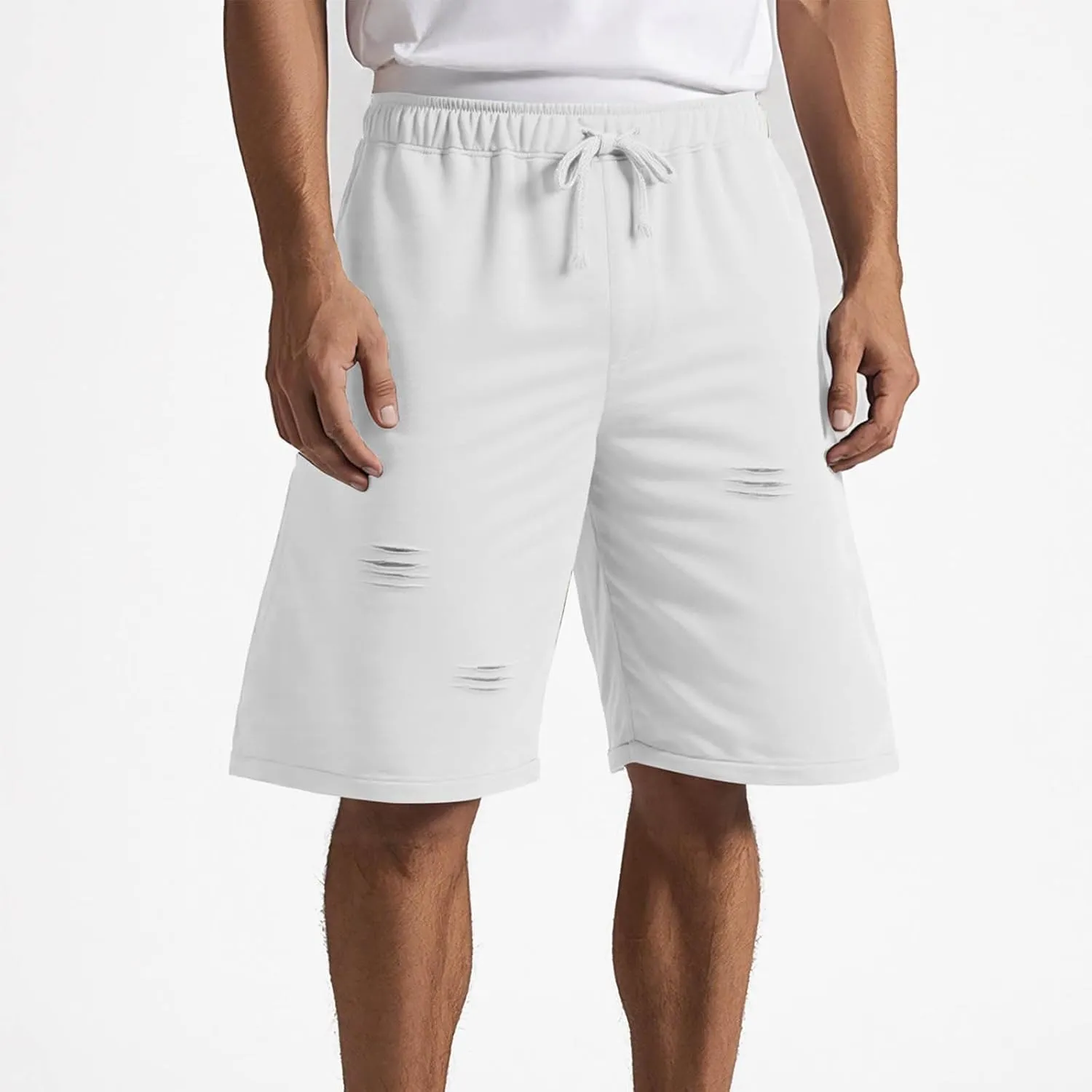 Mens Athletic Cargo Shorts Drawstring Workout Running Fitness Shorts Classic Summer Clothes with Multi Pockets