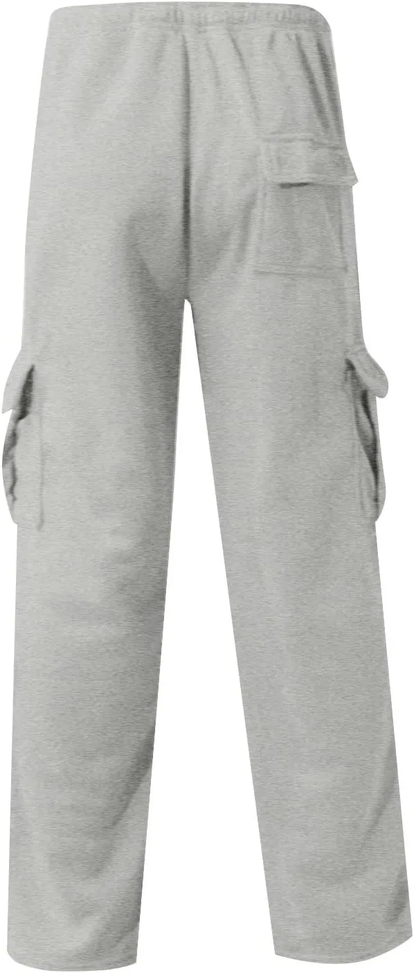 Mens Baggy Cargo Sweatpants Plus Size Drawstring Waist Joggers with Pockets Open Bottom Athletic Sweat Pants