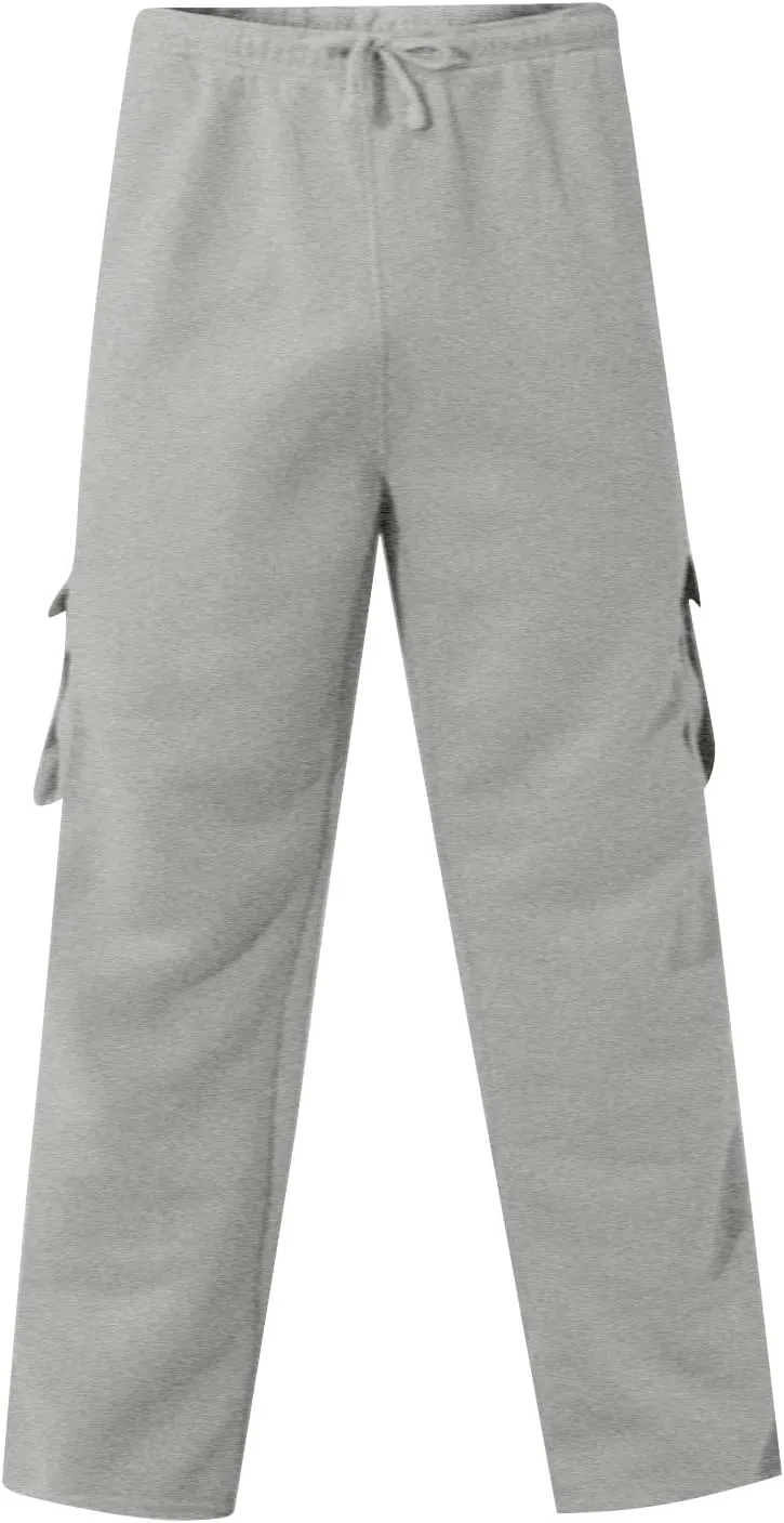 Mens Baggy Cargo Sweatpants Plus Size Drawstring Waist Joggers with Pockets Open Bottom Athletic Sweat Pants