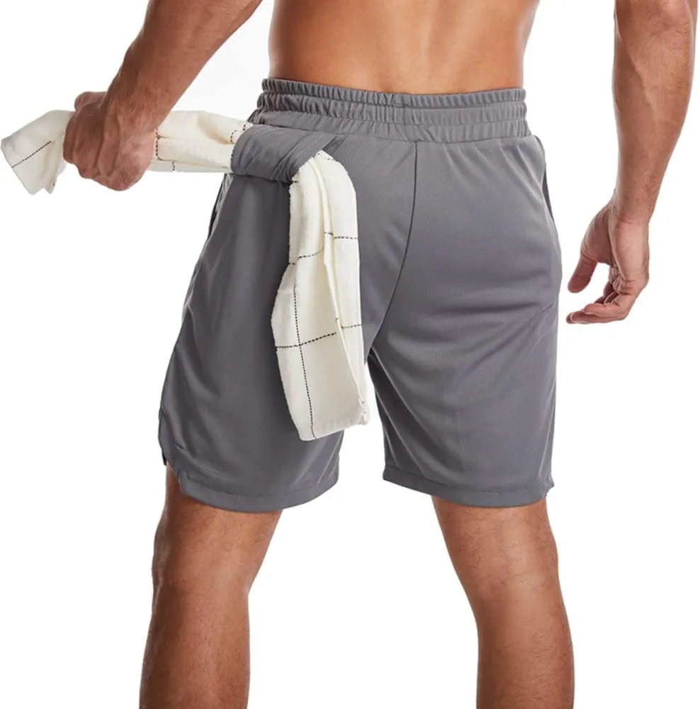 Men's Basketball Fitness Multi-Functional Tight Quick Dry Capris Double-Layer Running Shorts