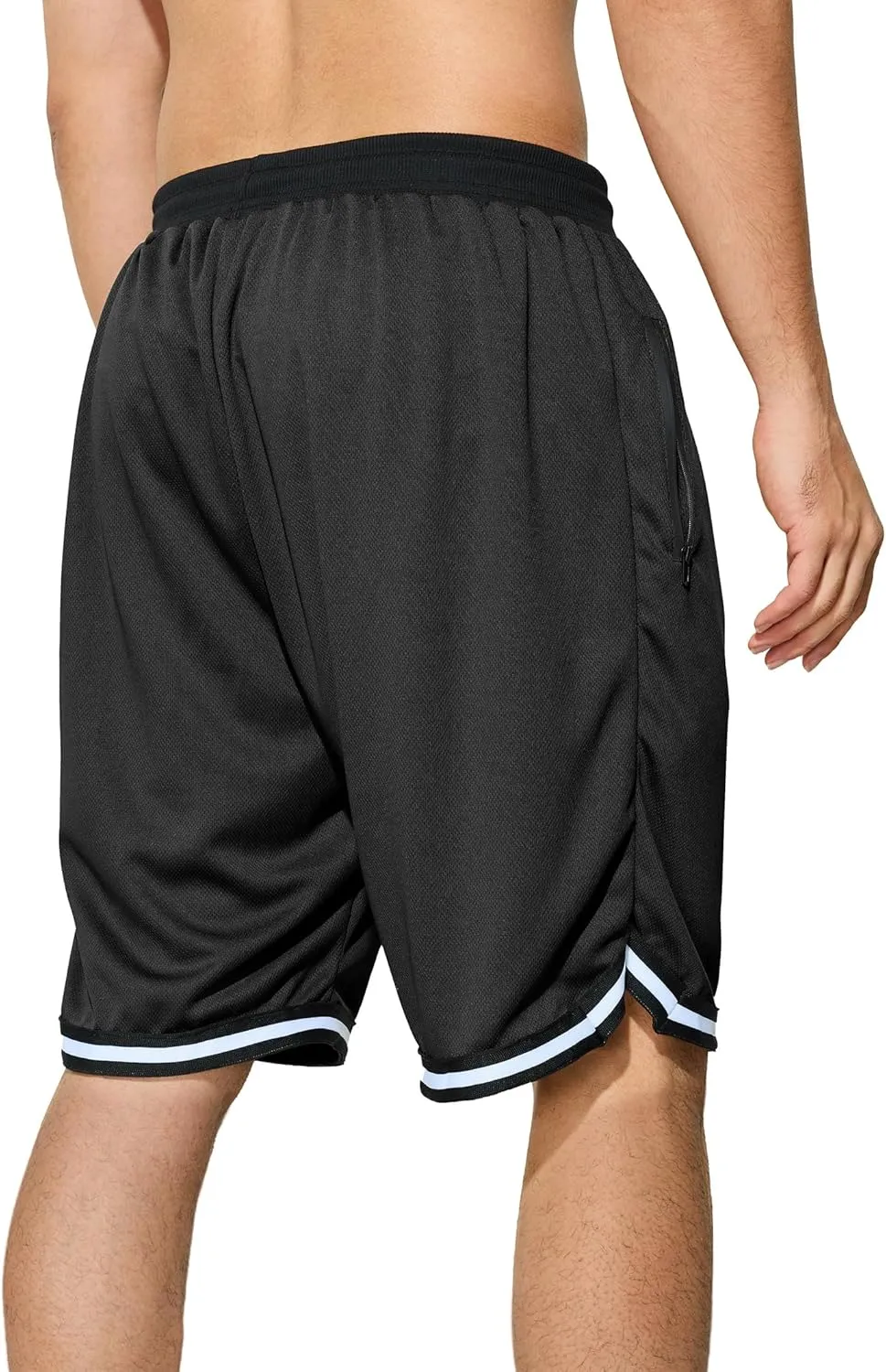 Men's Basketball Shorts with Zipper Pockets Lightweight Quick Dry Mesh Athletic Running Shorts