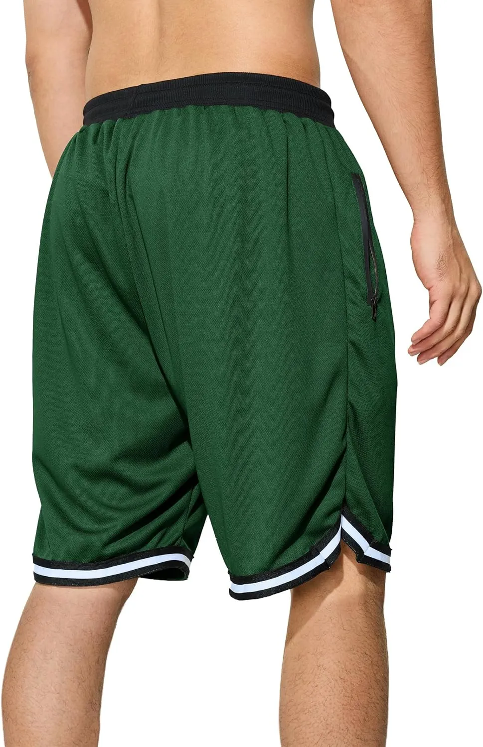 Men's Basketball Shorts with Zipper Pockets Lightweight Quick Dry Mesh Athletic Running Shorts