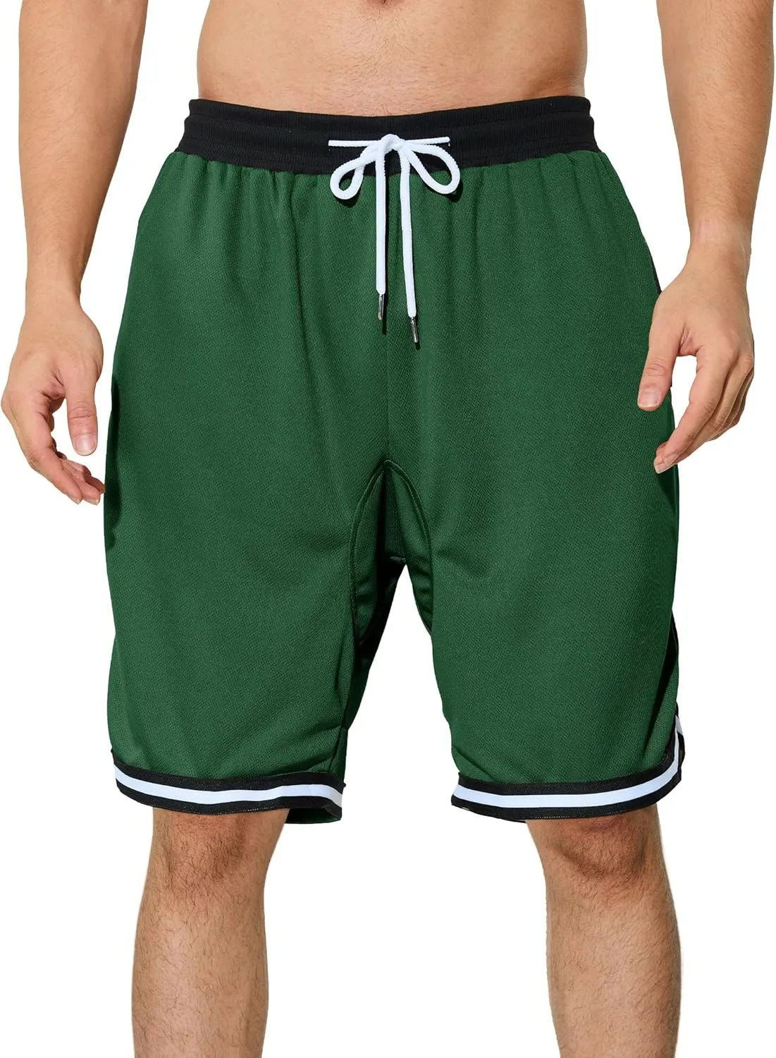 Men's Basketball Shorts with Zipper Pockets Lightweight Quick Dry Mesh Athletic Running Shorts