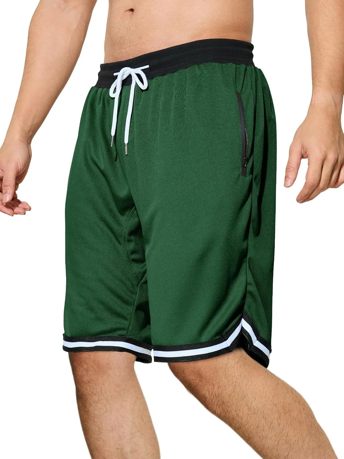 Men's Basketball Shorts with Zipper Pockets Lightweight Quick Dry Mesh Athletic Running Shorts