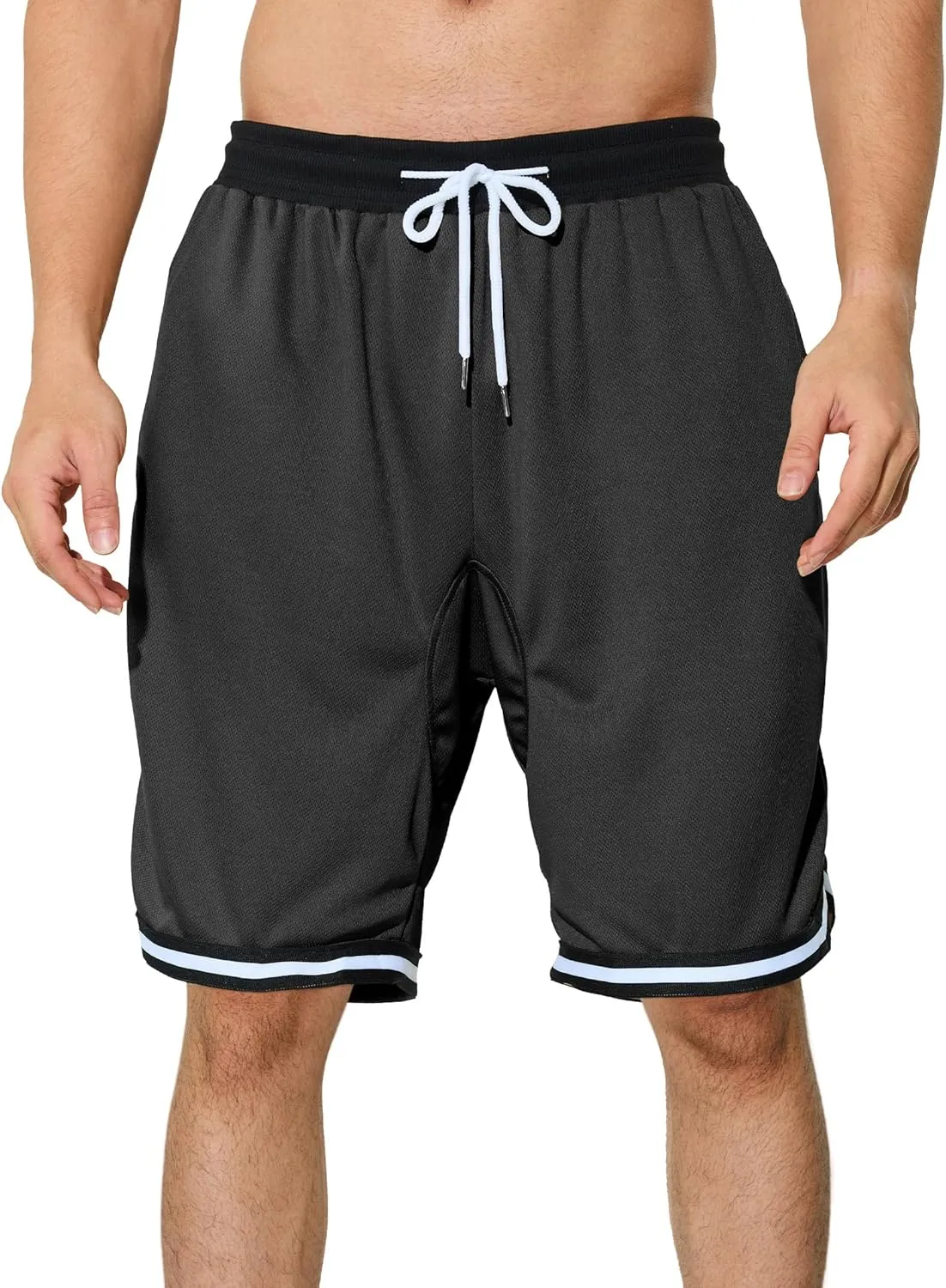Men's Basketball Shorts with Zipper Pockets Lightweight Quick Dry Mesh Athletic Running Shorts