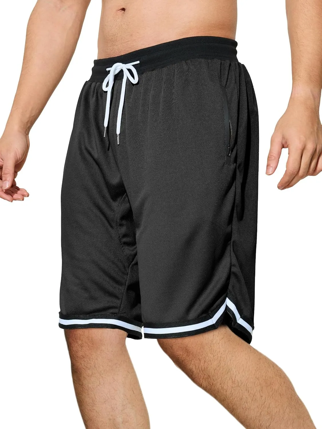 Men's Basketball Shorts with Zipper Pockets Lightweight Quick Dry Mesh Athletic Running Shorts