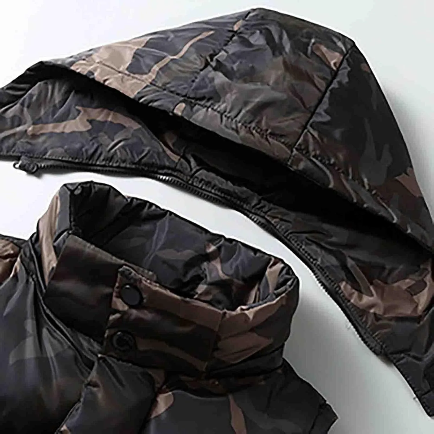 Mens Camo Puffer Vest Stand Collar Sleeveless Hoodies Running Vest Winter Zipper Quilted Jacket Outdoor Down Vest