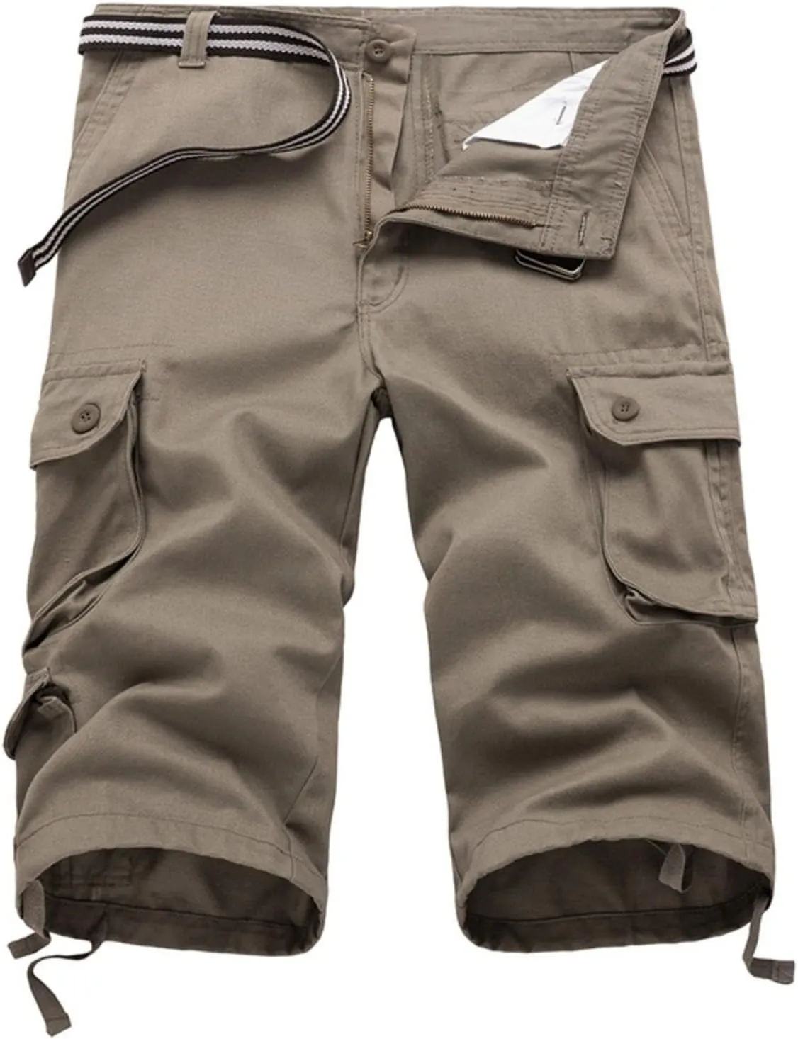 Mens Cargo 3/4 Pants Plus Size Soft Stretchy Outdoor Drawstring Work Pants Quick Dry Capri Pants Trousers for Gym