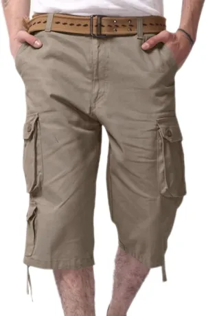 Mens Cargo 3/4 Pants Plus Size Soft Stretchy Outdoor Drawstring Work Pants Quick Dry Capri Pants Trousers for Gym