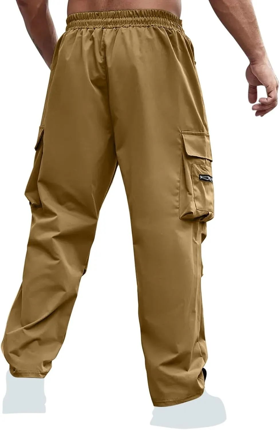 Men's Cargo Joggers Stretch Elastic Waist Drawsring Pants Casual Outdoor Workout Clothes for Men with Pockets