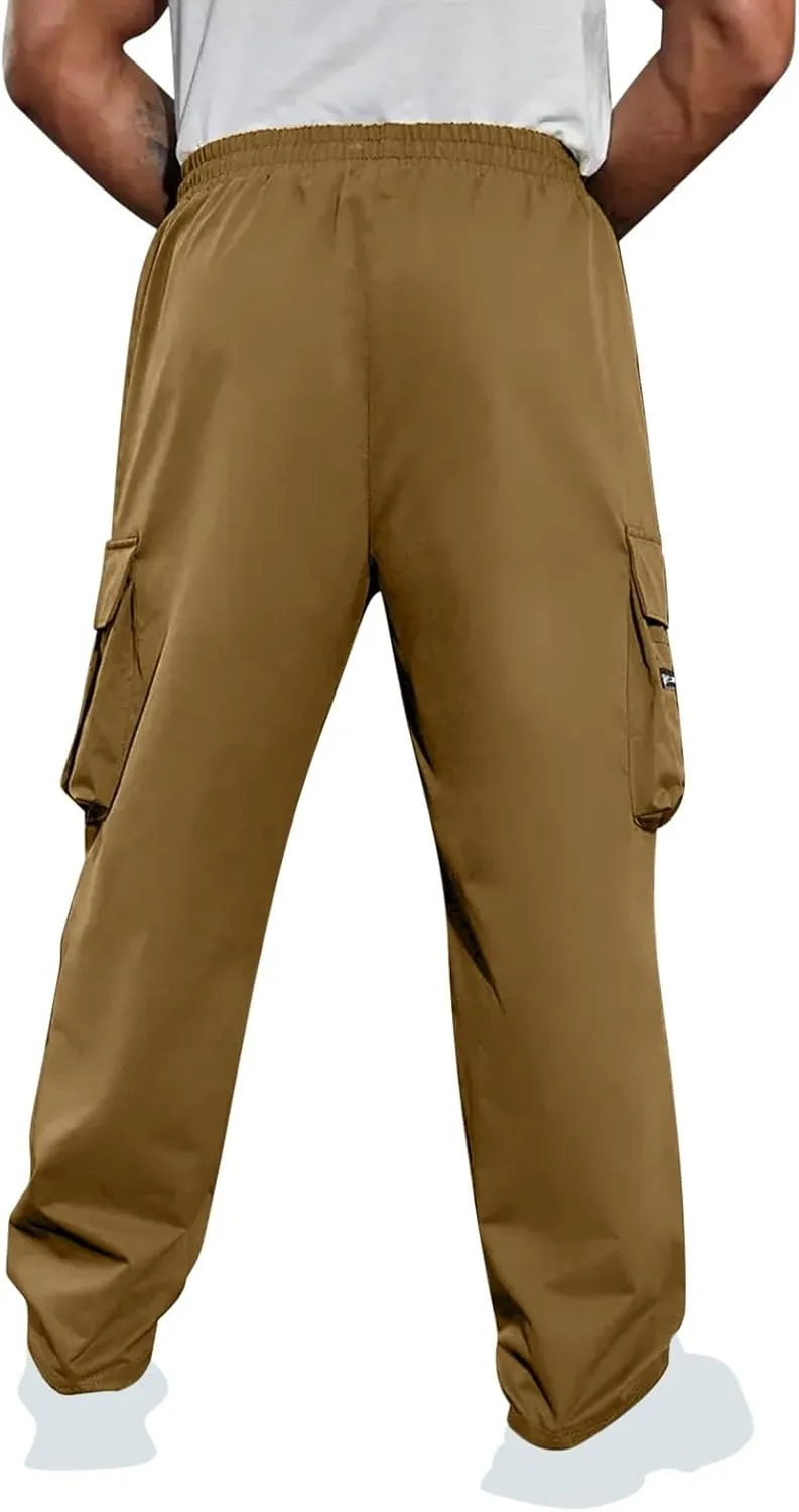 Men's Cargo Joggers Stretch Elastic Waist Drawsring Pants Casual Outdoor Workout Clothes for Men with Pockets