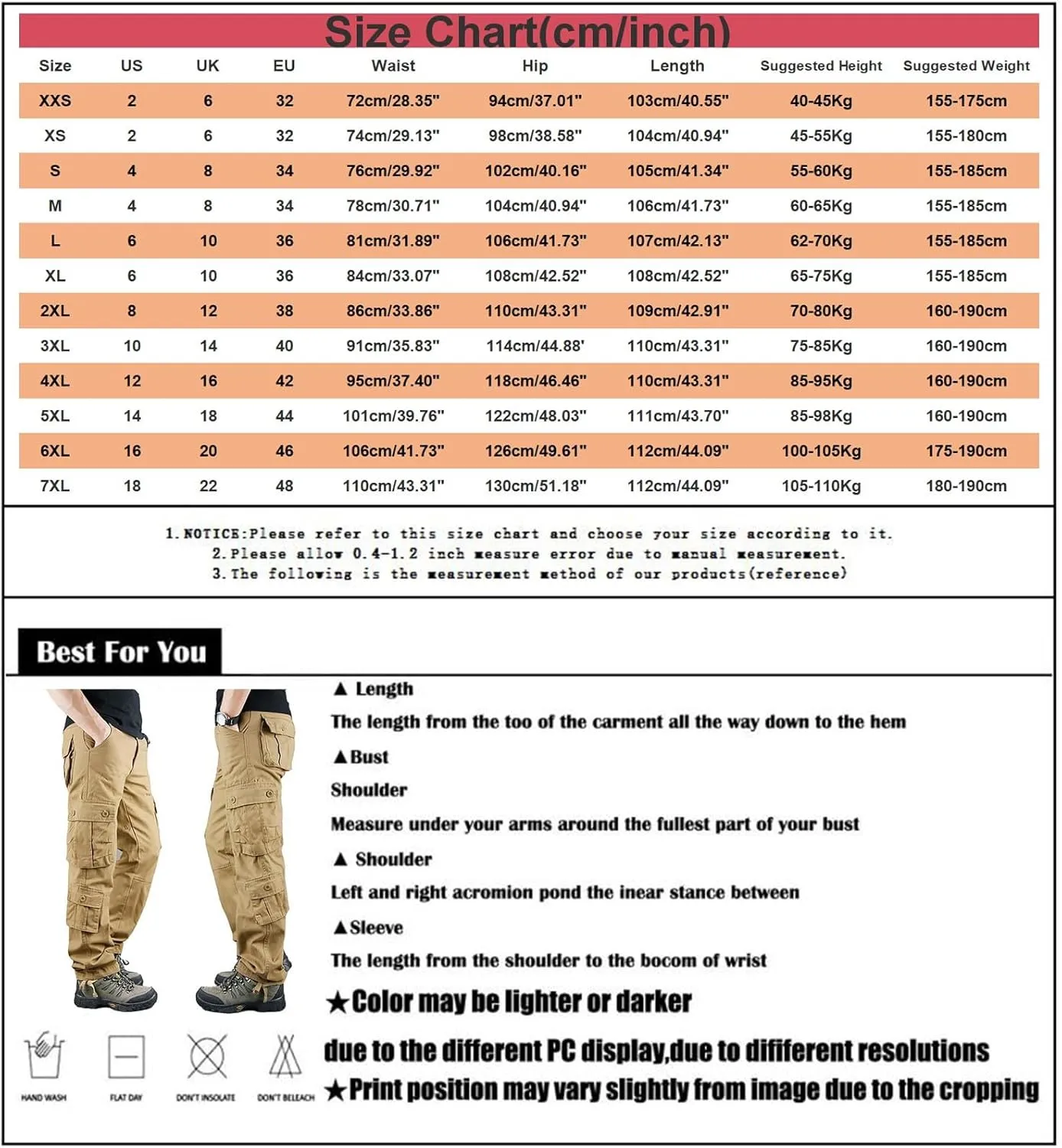 Mens Cargo Pants Active Relaxed Fit Outdoor Multi Pockets Pants Workout Casual Joggers Sweatpants for Men