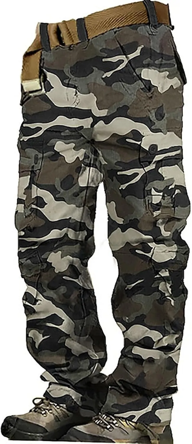 Mens Cargo Pants Active Relaxed Fit Outdoor Multi Pockets Pants Workout Casual Joggers Sweatpants for Men