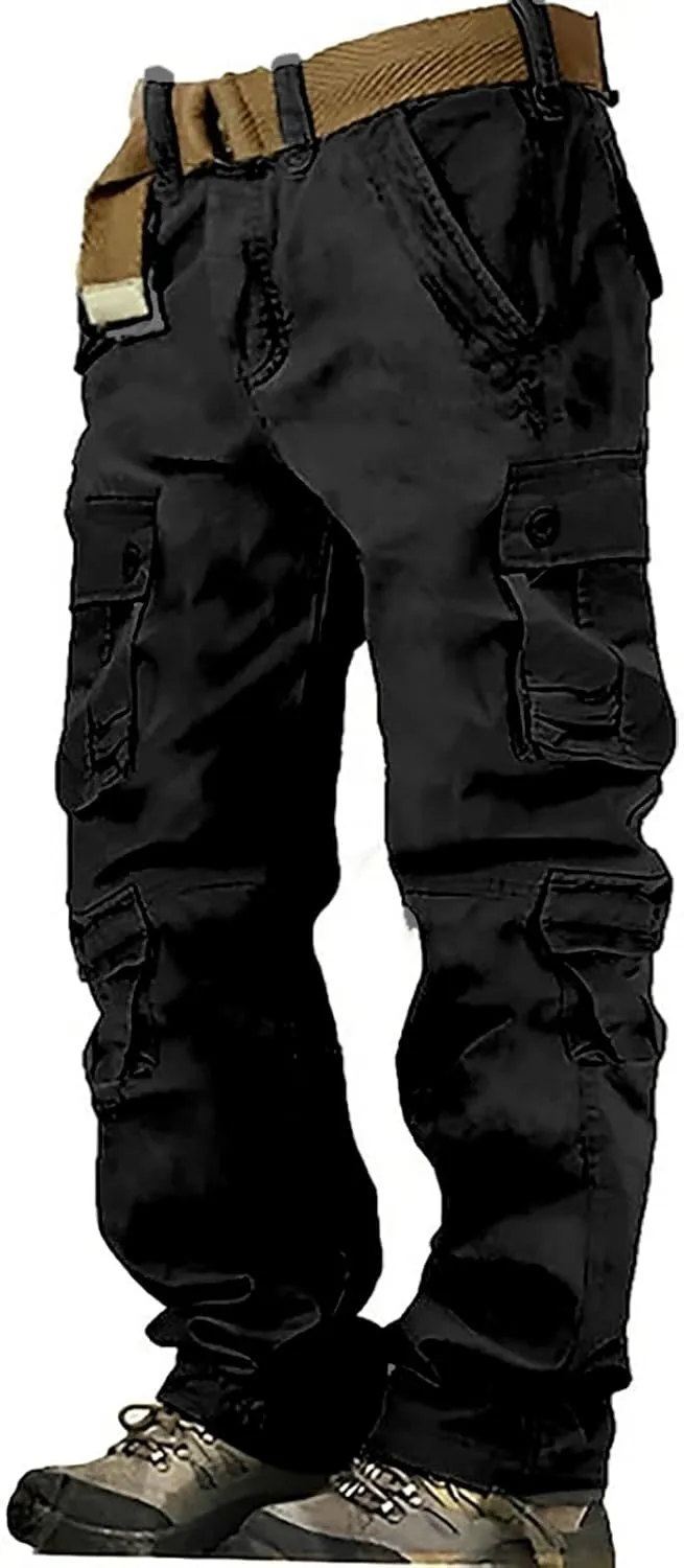 Mens Cargo Pants Active Relaxed Fit Outdoor Multi Pockets Pants Workout Casual Joggers Sweatpants for Men