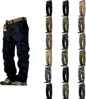 Mens Cargo Pants Active Relaxed Fit Outdoor Multi Pockets Pants Workout Casual Joggers Sweatpants for Men