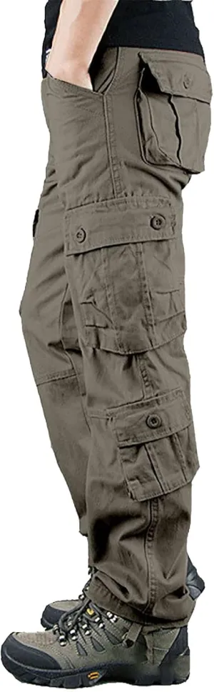 Mens Cargo Pants Active Relaxed Fit Outdoor Multi Pockets Pants Workout Casual Joggers Sweatpants for Men