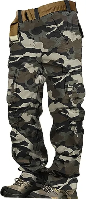 Mens Cargo Pants Active Relaxed Fit Outdoor Multi Pockets Pants Workout Casual Joggers Sweatpants for Men