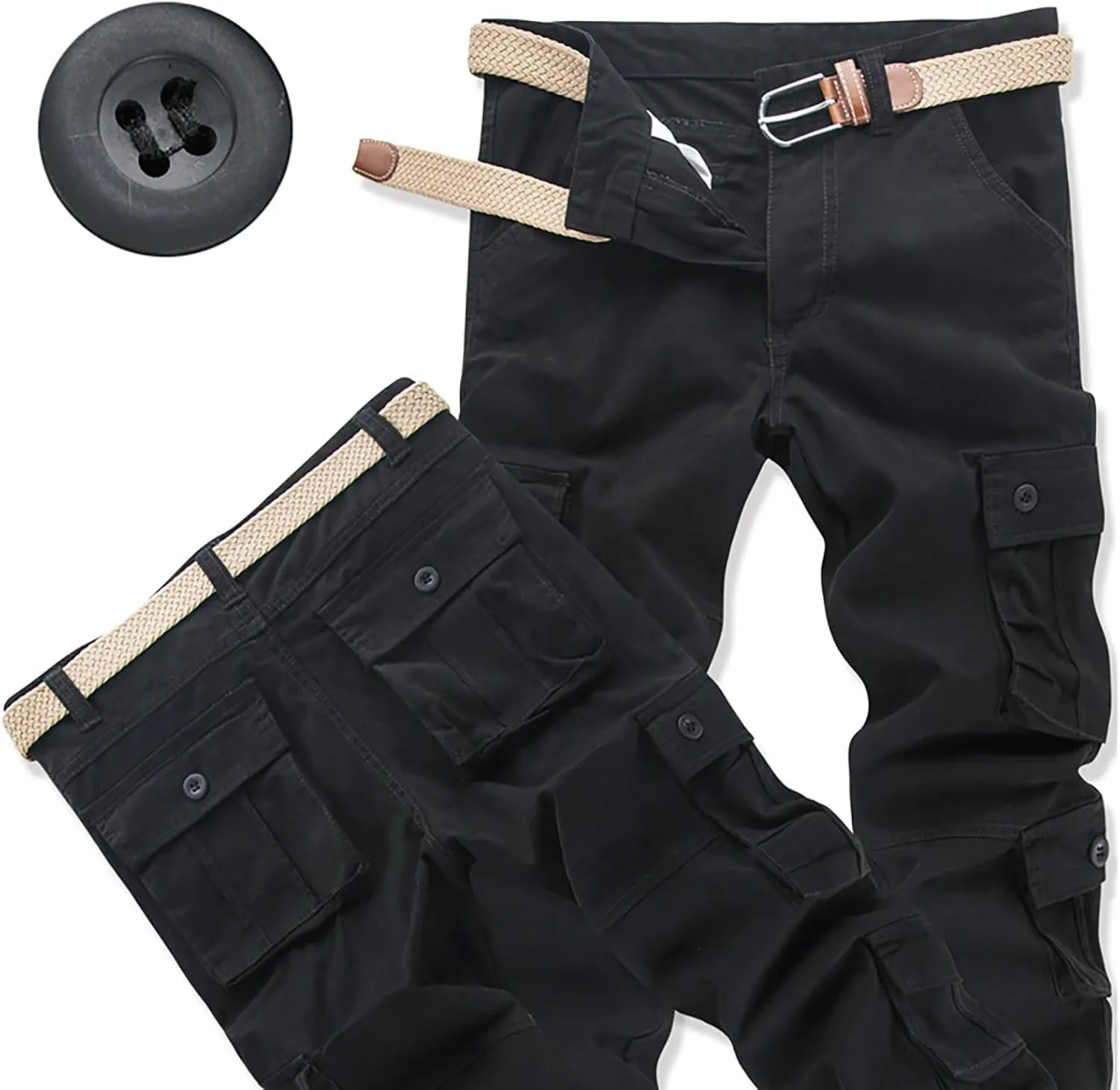 Mens Cargo Pants Active Relaxed Fit Outdoor Multi Pockets Pants Workout Casual Joggers Sweatpants for Men