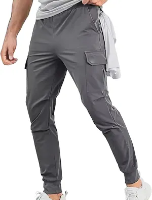 Mens Cargo Pants Relaxed Fit Elastic Waist Plus Size Tapered Lounge Sweatpants Casual Lightweight Athletic Jogging Trousers