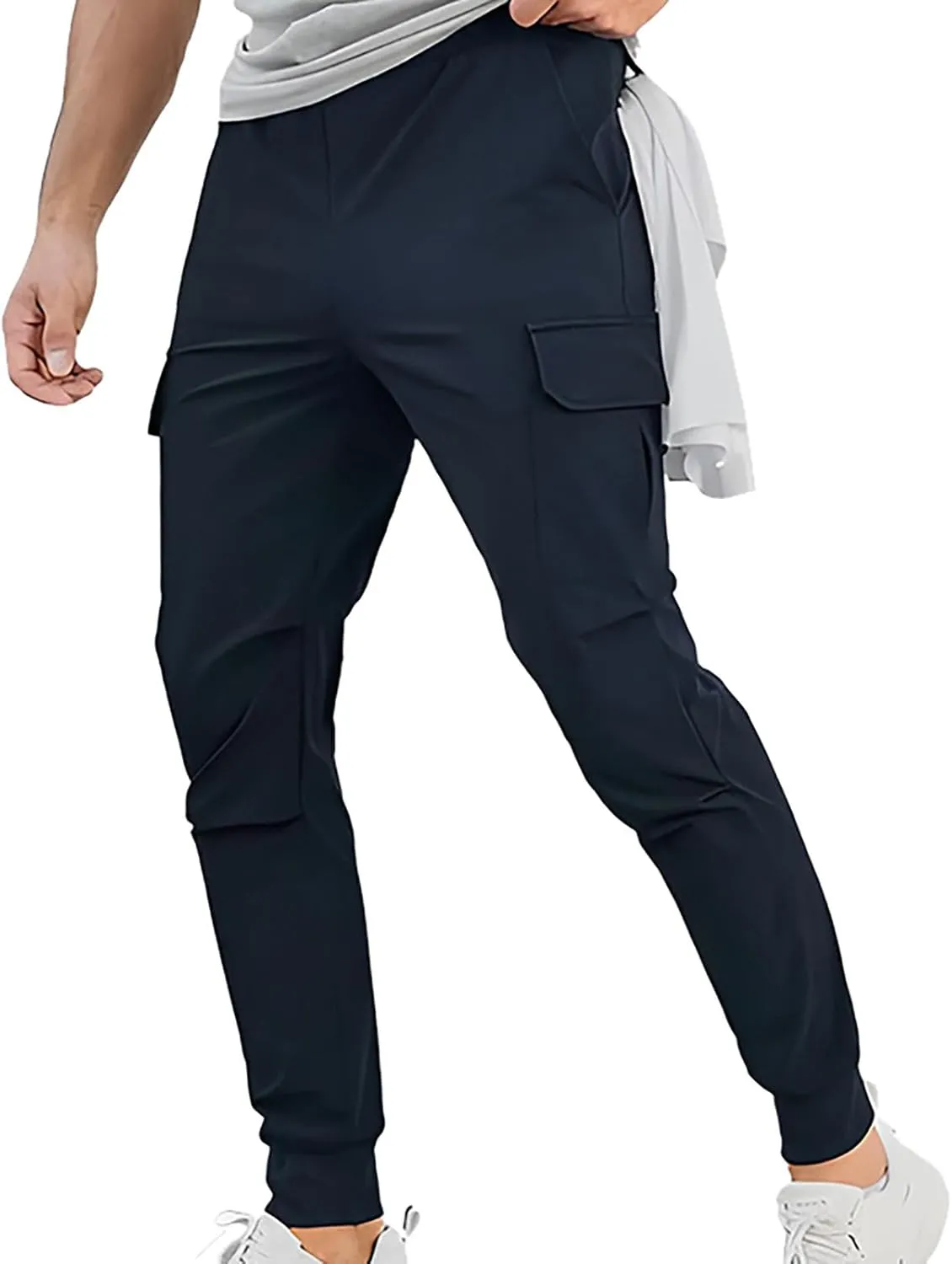 Mens Cargo Pants Relaxed Fit Elastic Waist Plus Size Tapered Lounge Sweatpants Casual Lightweight Athletic Jogging Trousers
