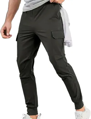 Mens Cargo Pants Relaxed Fit Elastic Waist Plus Size Tapered Lounge Sweatpants Casual Lightweight Athletic Jogging Trousers
