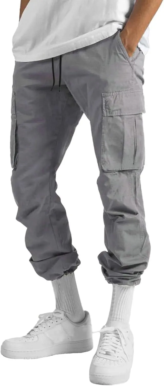 Mens Cargo Pants with Pockets Baggy Open Bottom Relaxed Fit Sweatpants Lightweight Plus Size Comfy Hiking Athletic Trousers