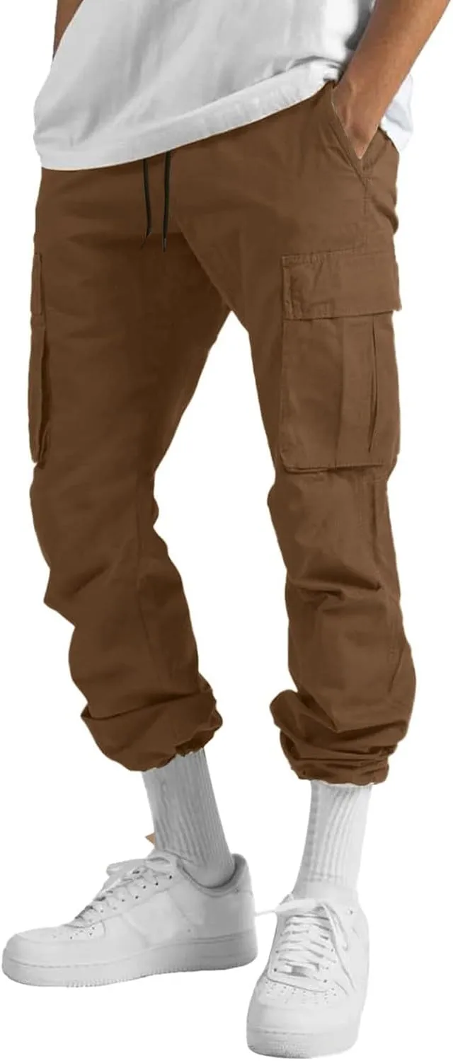 Mens Cargo Pants with Pockets Baggy Open Bottom Relaxed Fit Sweatpants Lightweight Plus Size Comfy Hiking Athletic Trousers
