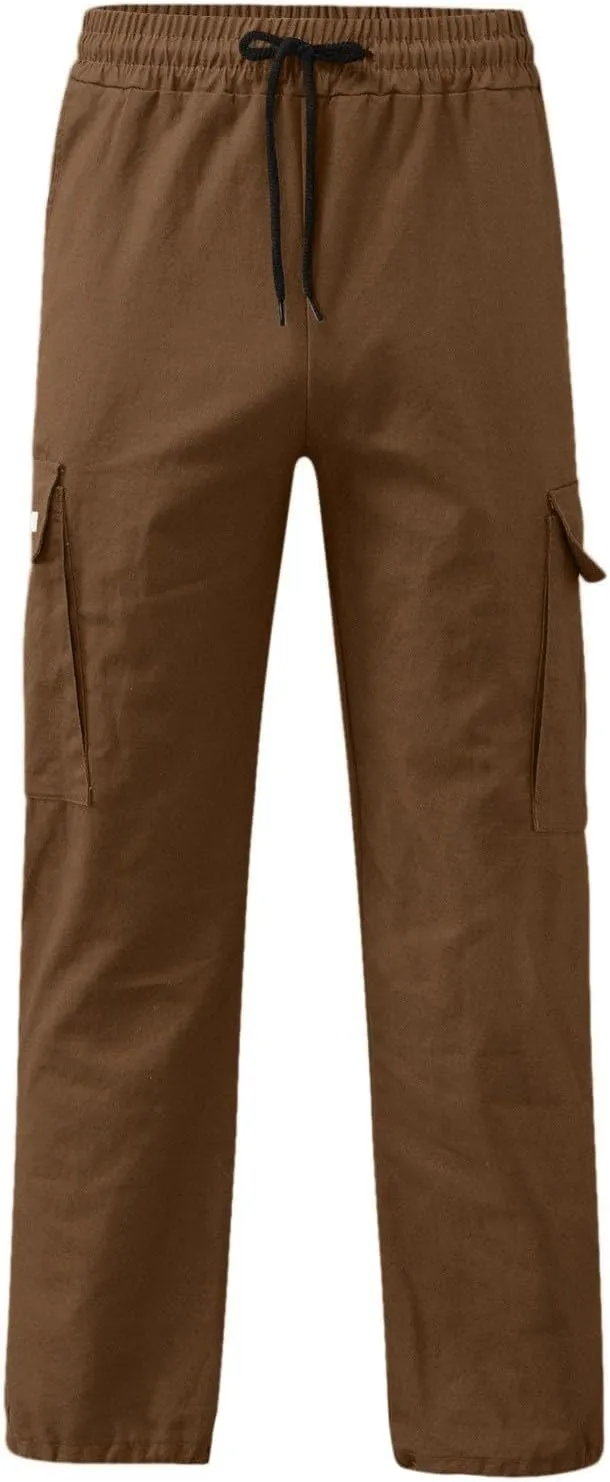Mens Cargo Pants with Pockets Baggy Open Bottom Relaxed Fit Sweatpants Lightweight Plus Size Comfy Hiking Athletic Trousers