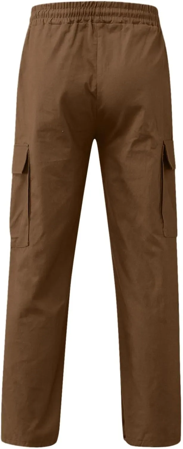 Mens Cargo Pants with Pockets Baggy Open Bottom Relaxed Fit Sweatpants Lightweight Plus Size Comfy Hiking Athletic Trousers