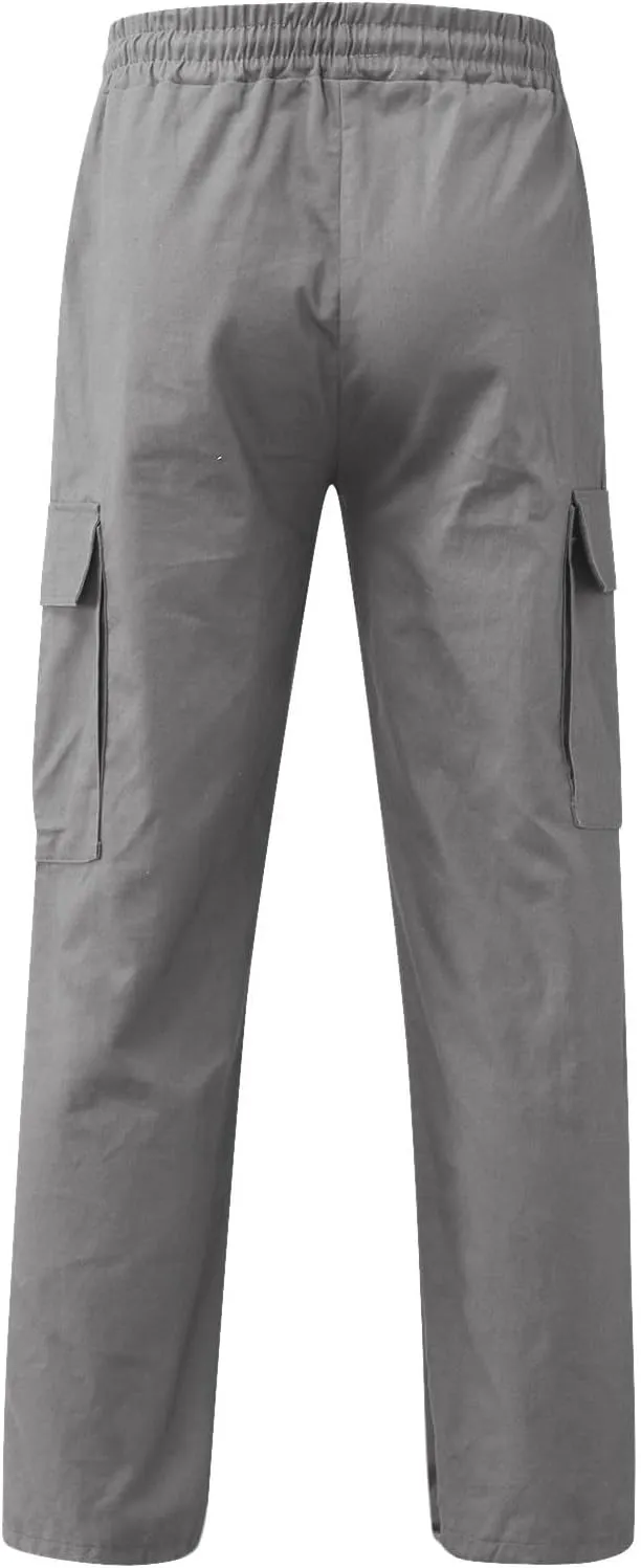 Mens Cargo Pants with Pockets Baggy Open Bottom Relaxed Fit Sweatpants Lightweight Plus Size Comfy Hiking Athletic Trousers