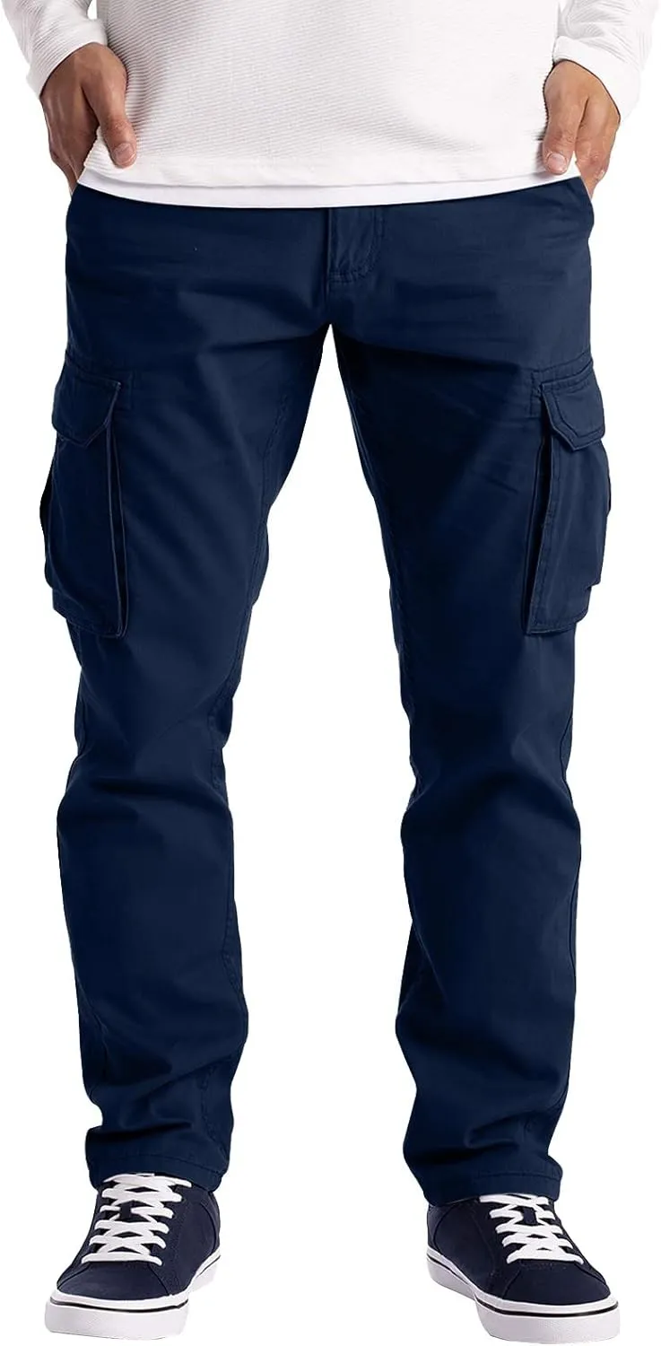 Men's Cargo Sweatpants Big and Tall Relaxed Fit Athletic Joggers Plus Size Baggy Stretch Waist Workwear Jogging Hiking Pants