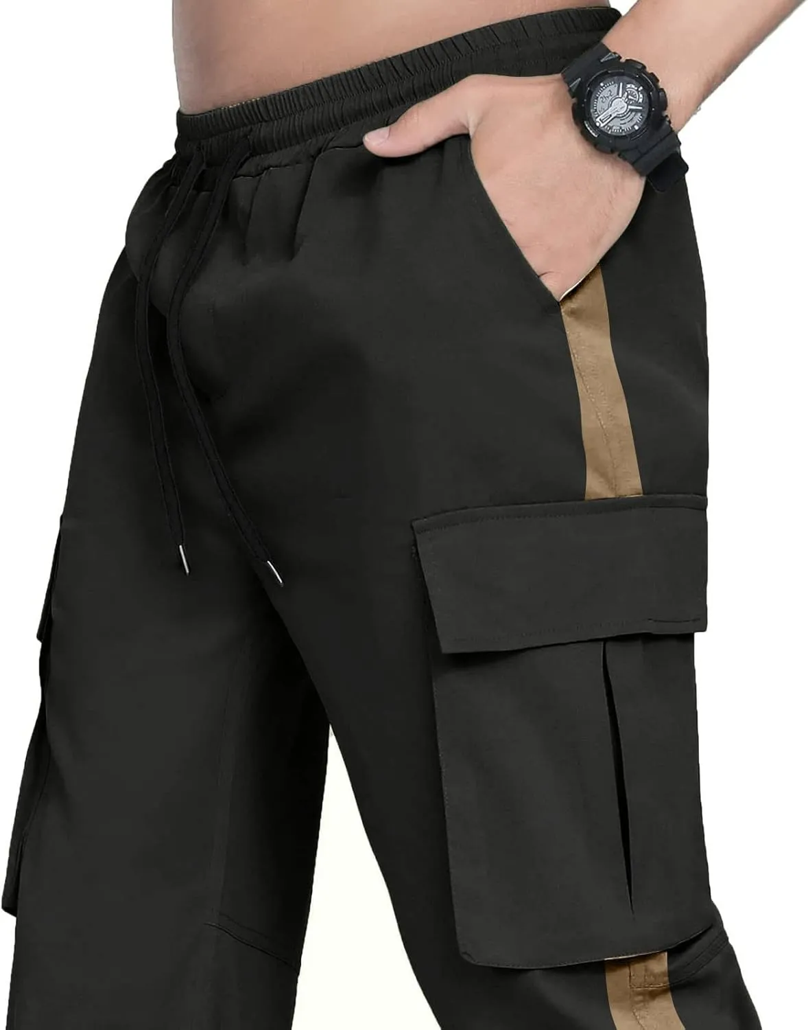 Mens Cargo Sweatpants Casual Jogging Sports Elastic with Pockets Men's Men's Pants Stretch Waist Cargo Pants