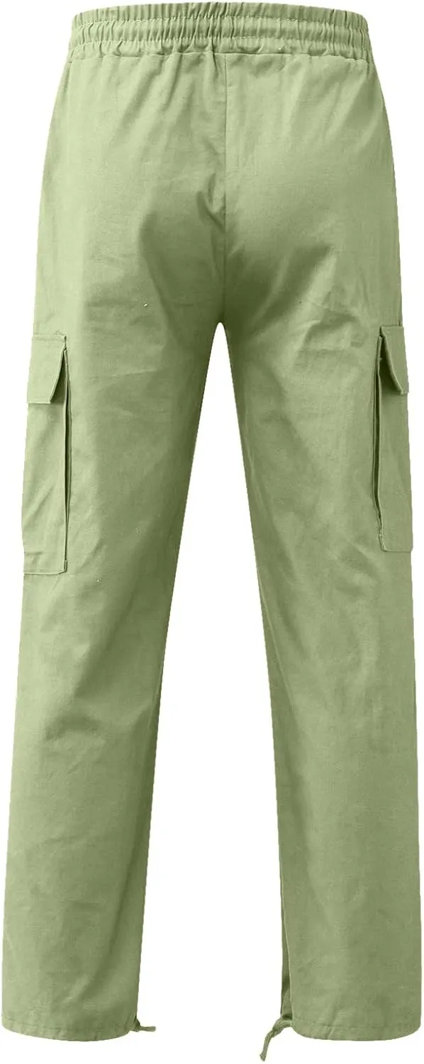 Mens Cargo Sweatpants Casual Jogging Sports Elastic with Pockets Men's Men's Pants Stretch Waist Cargo Pants