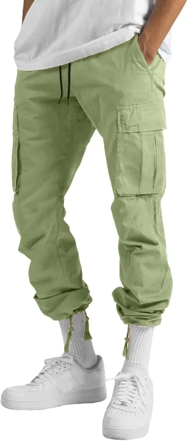 Mens Cargo Sweatpants Casual Jogging Sports Elastic with Pockets Men's Men's Pants Stretch Waist Cargo Pants
