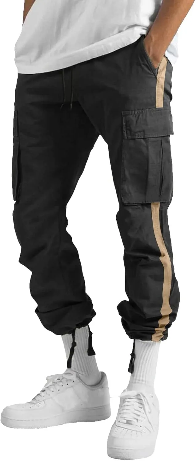 Mens Cargo Sweatpants Casual Jogging Sports Elastic with Pockets Men's Men's Pants Stretch Waist Cargo Pants