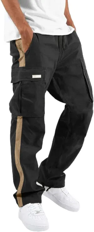 Mens Cargo Sweatpants Casual Jogging Sports Elastic with Pockets Men's Men's Pants Stretch Waist Cargo Pants